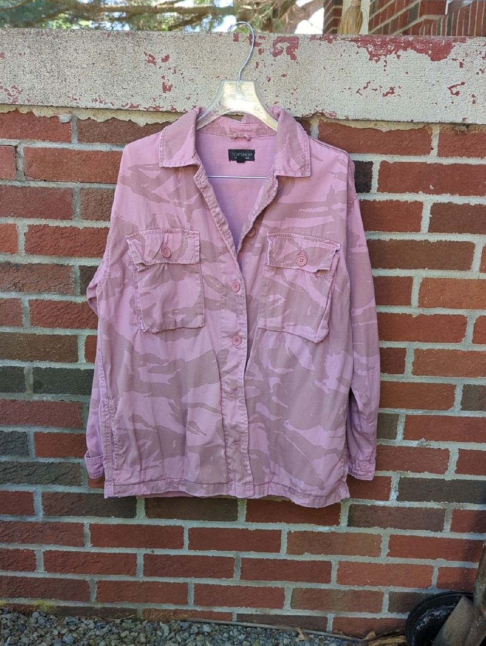 Topshop Pale Pink Camo Utility Shirt Jacket